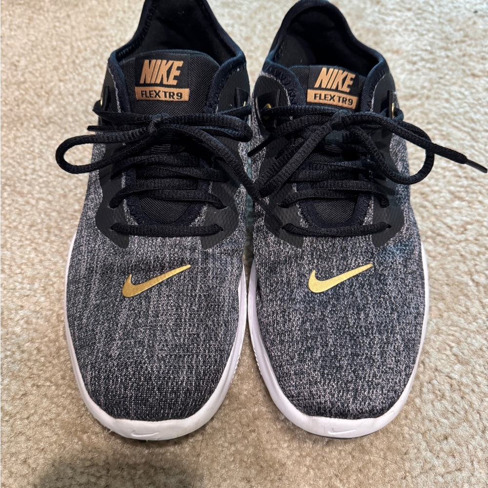 Nike Flex TR9 Black and Gold Athletic Shoes
